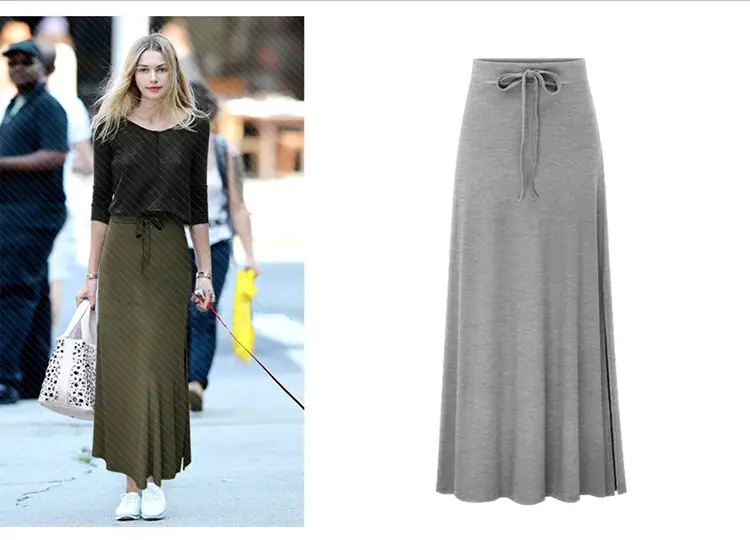 Women Korean Style High Waist Slimming Skirt Olive Green — feature 6