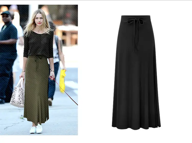 Women Korean Style High Waist Slimming Skirt Olive Green — feature 7