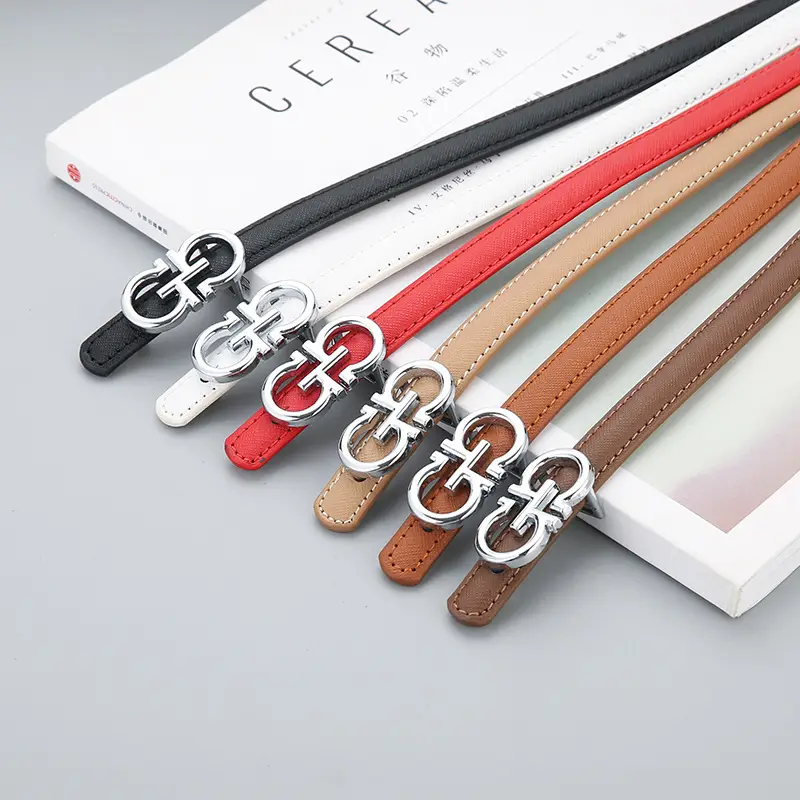 Women's Brown Leather Belt with Silver GG Logo - Image 17