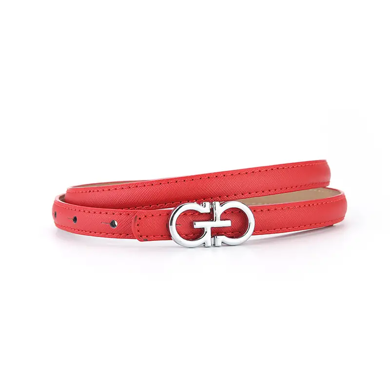 Women's Brown Leather Belt with Silver GG Logo - Image 11
