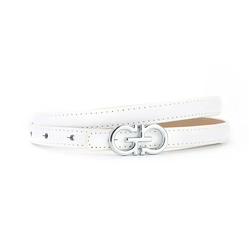 Women's Brown Leather Belt with Silver GG Logo - Image 12