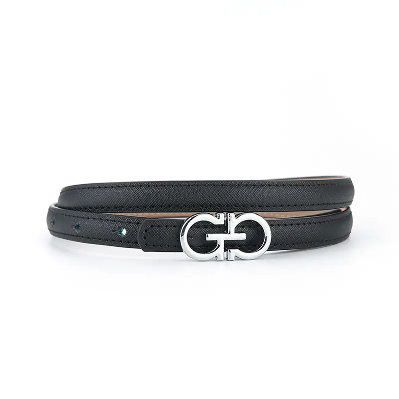 Women's Brown Leather Belt with Silver GG Logo - Image 7