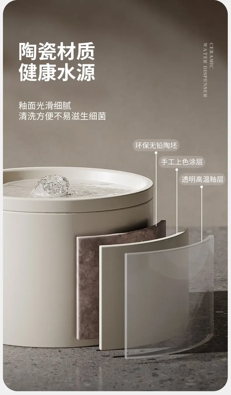 Cat Automatic Water Dispenser Flowing Silent Circulation Filter Ceramic Water Feeder Pet Supplies Amazon Wholesale — feature 4