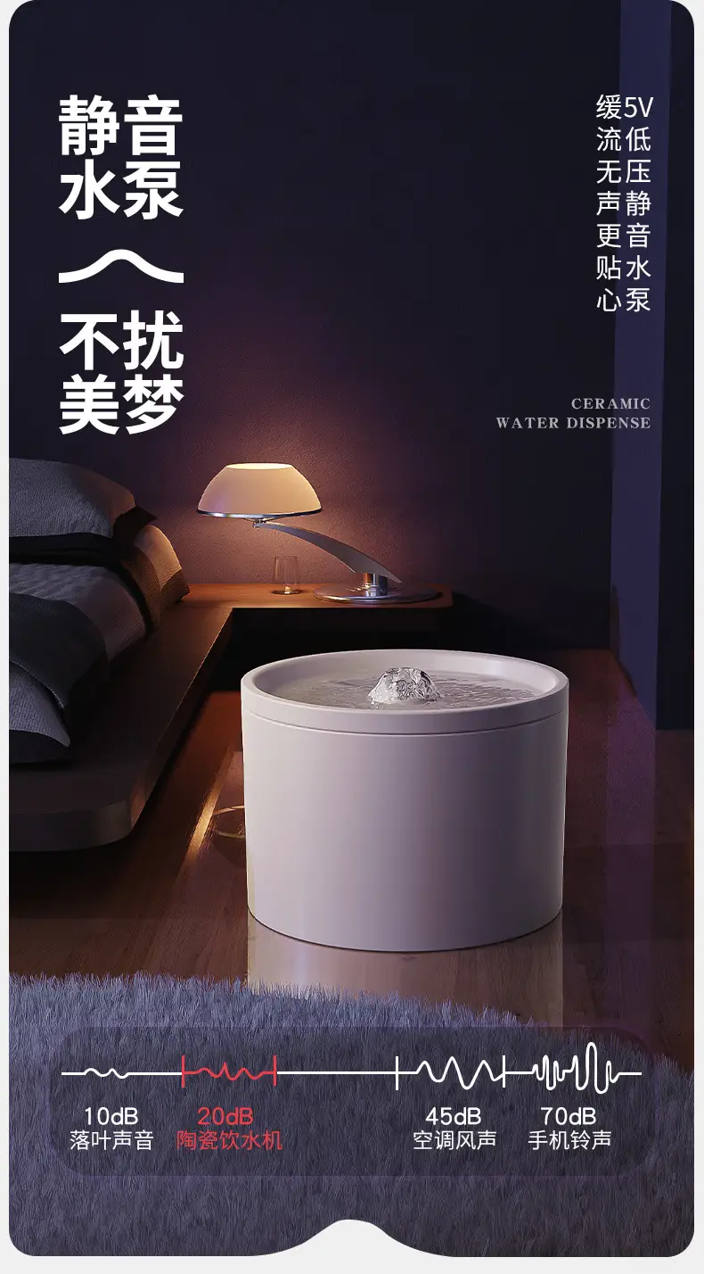 Cat Automatic Water Dispenser Flowing Silent Circulation Filter Ceramic Water Feeder Pet Supplies Amazon Wholesale — feature 8