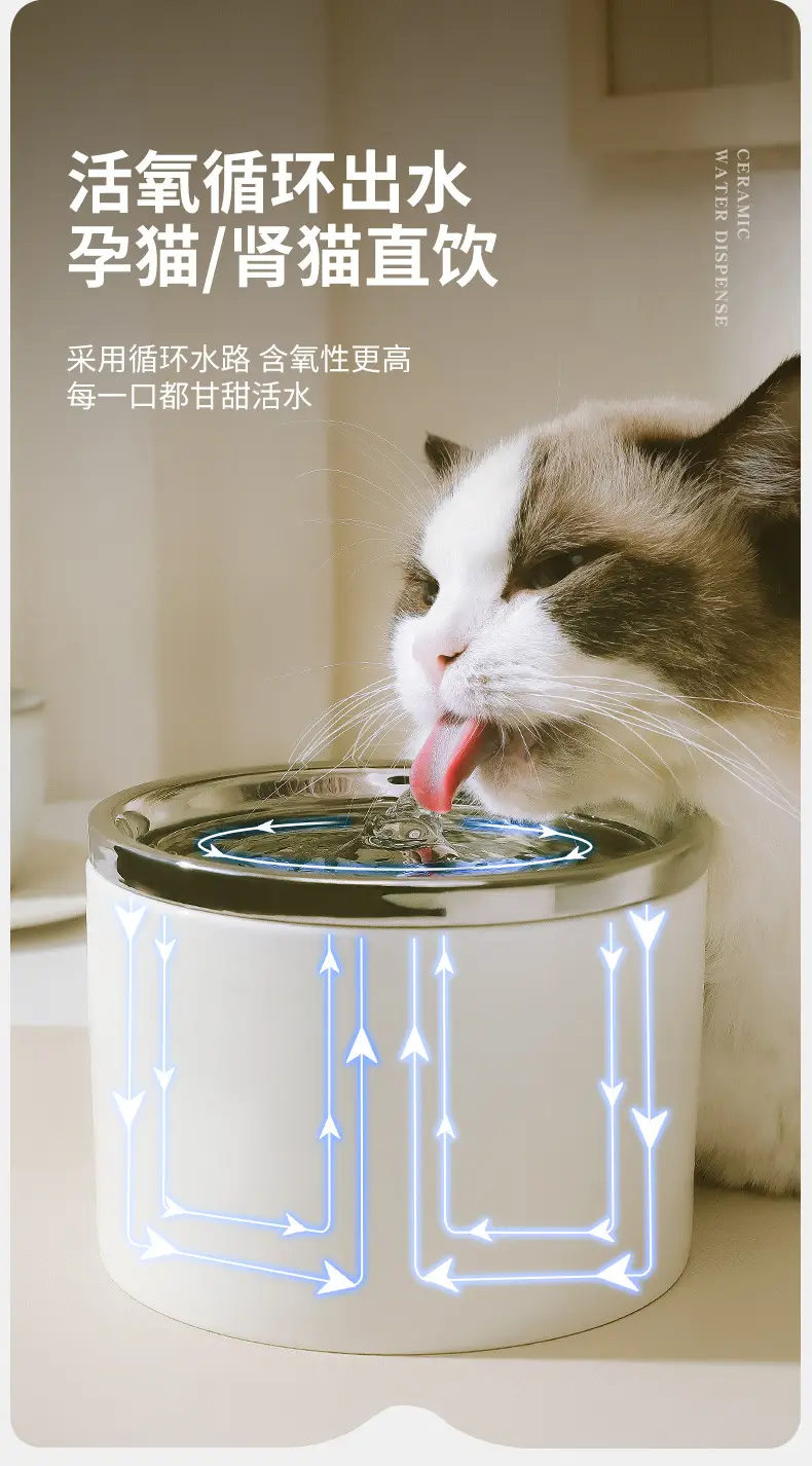 Cat Automatic Water Dispenser Flowing Silent Circulation Filter Ceramic Water Feeder Pet Supplies Amazon Wholesale — feature 9