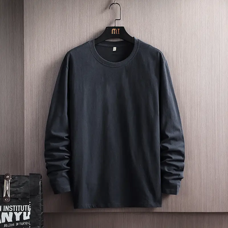 Men 200g Cotton Long Sleeve T-Shirt Red - Image 5