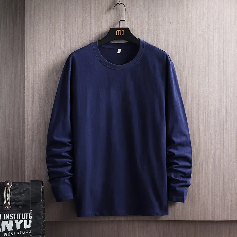 Men 200g Cotton Long Sleeve T-Shirt Red - Image 9