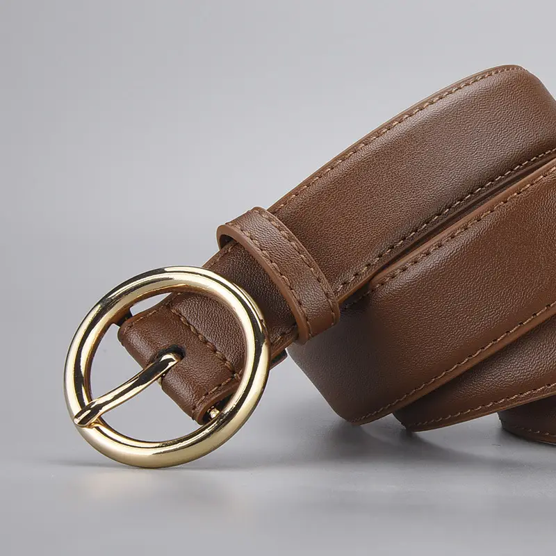 Women's Genuine Leather Belt with Gold Buckle - Image 10