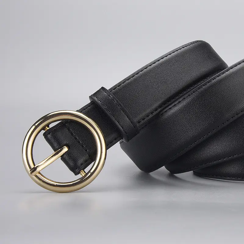 Women's Genuine Leather Belt with Gold Buckle - Image 11