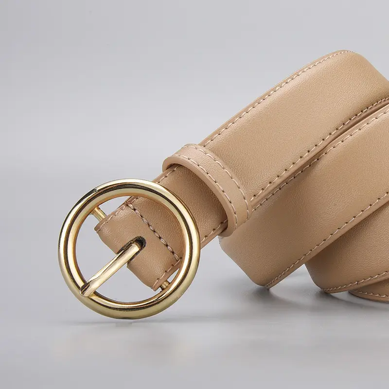 Women's Genuine Leather Belt with Gold Buckle - Image 12