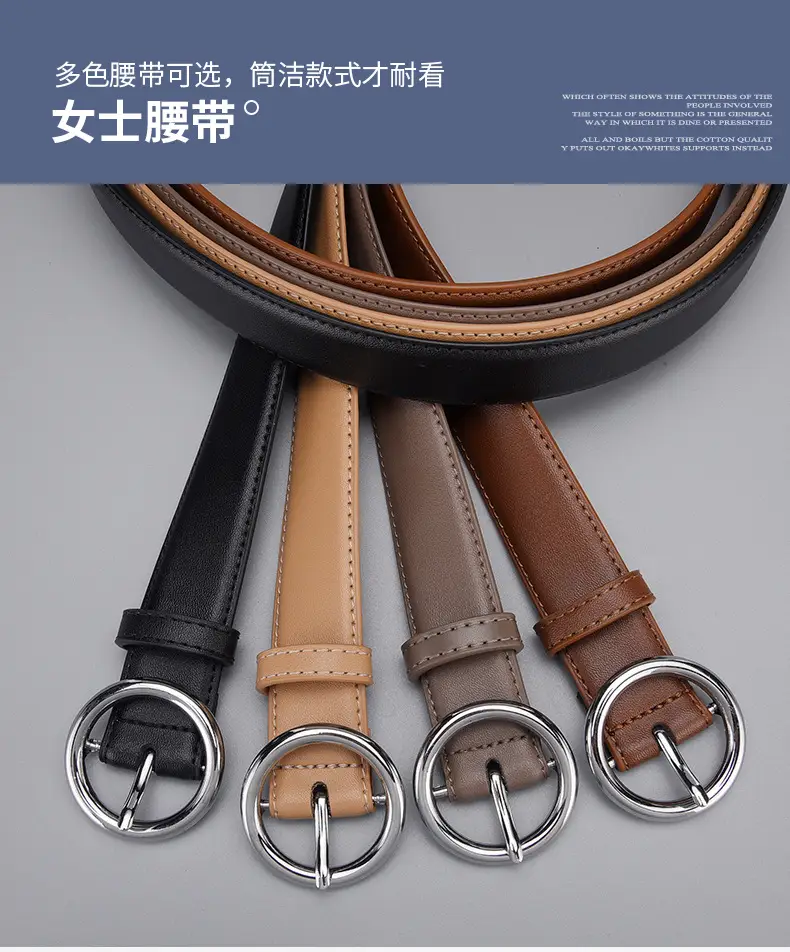 Women's Genuine Leather Belt with Gold Buckle — feature 12