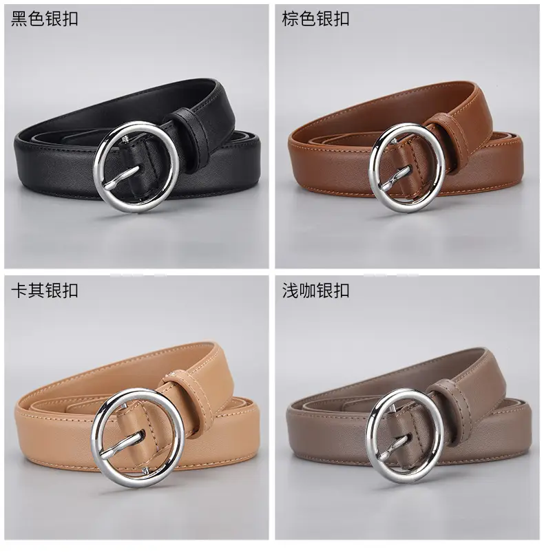Women's Genuine Leather Belt with Gold Buckle — feature 15