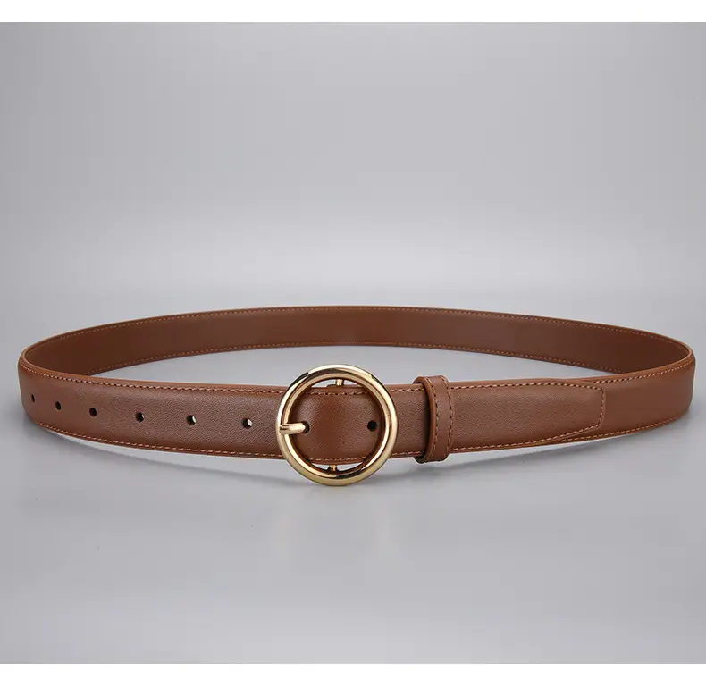 Women's Genuine Leather Belt with Gold Buckle — feature 21