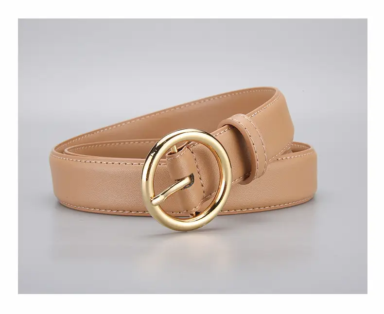 Women's Genuine Leather Belt with Gold Buckle — feature 23