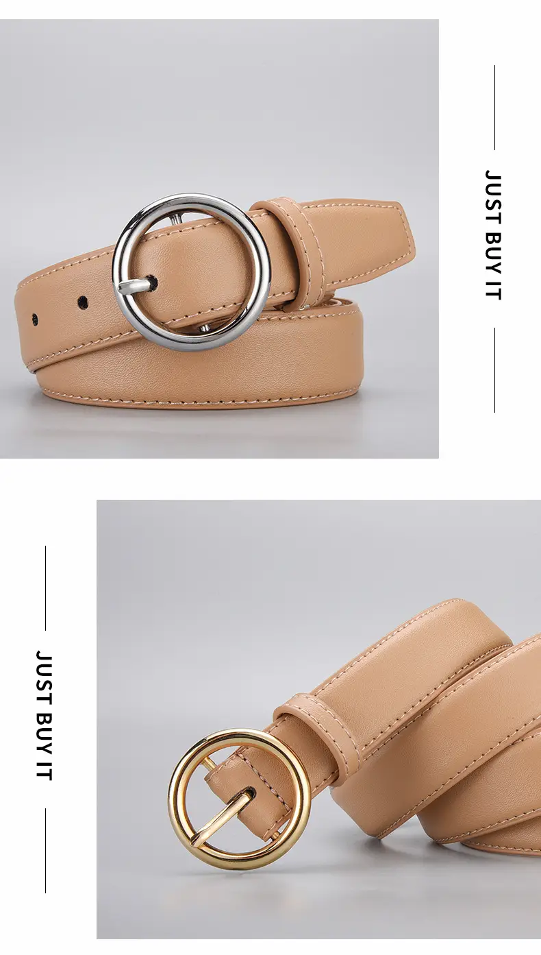 Women's Genuine Leather Belt with Gold Buckle — feature 24