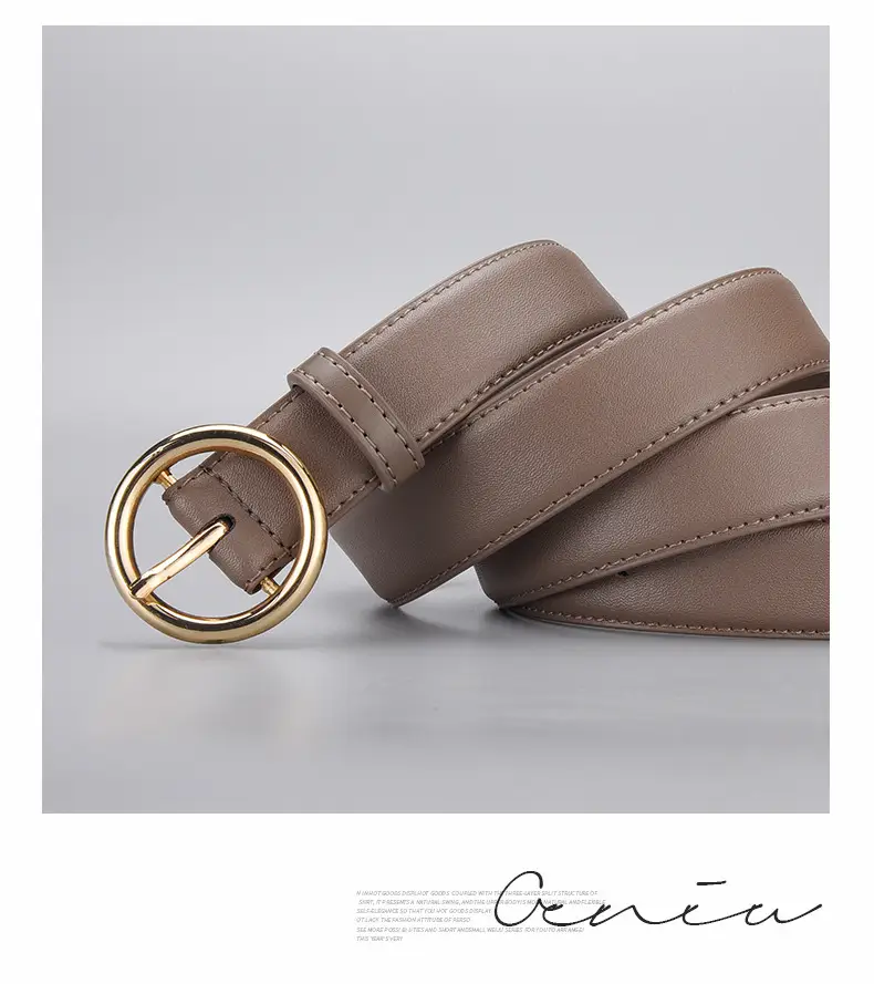 Women's Genuine Leather Belt with Gold Buckle — feature 25