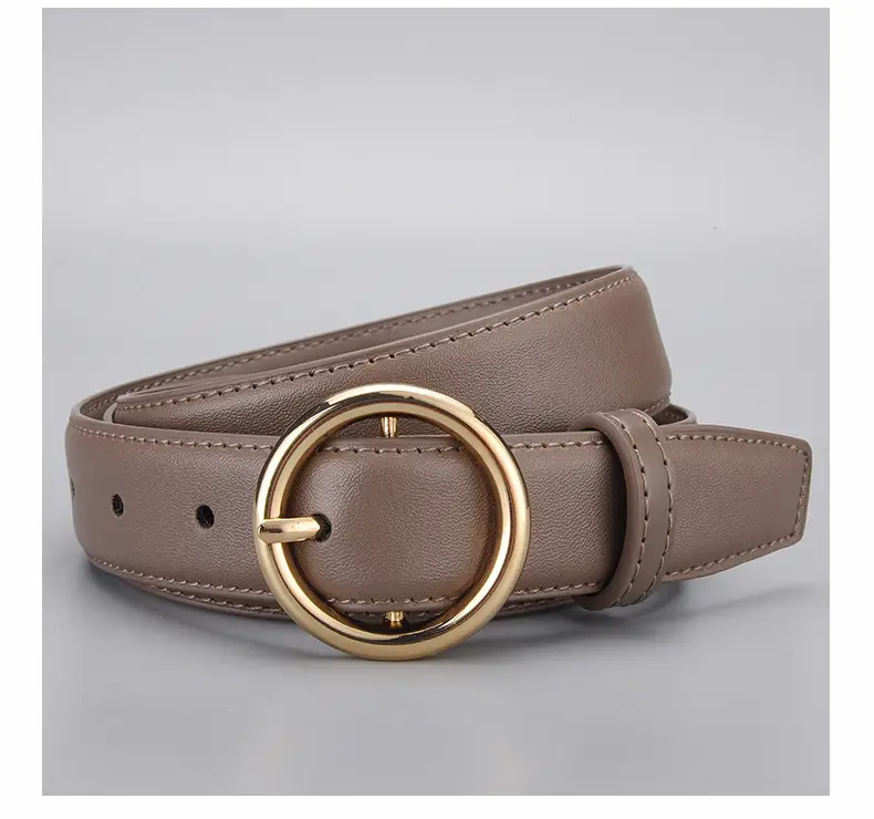 Women's Genuine Leather Belt with Gold Buckle — feature 26