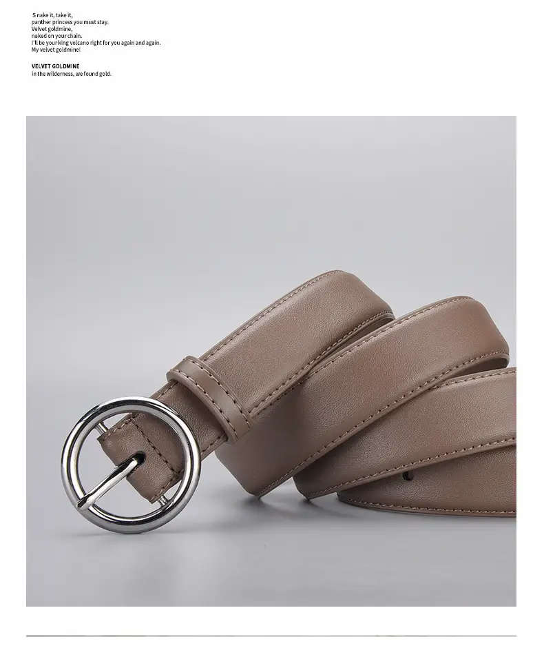 Women's Genuine Leather Belt with Gold Buckle — feature 28
