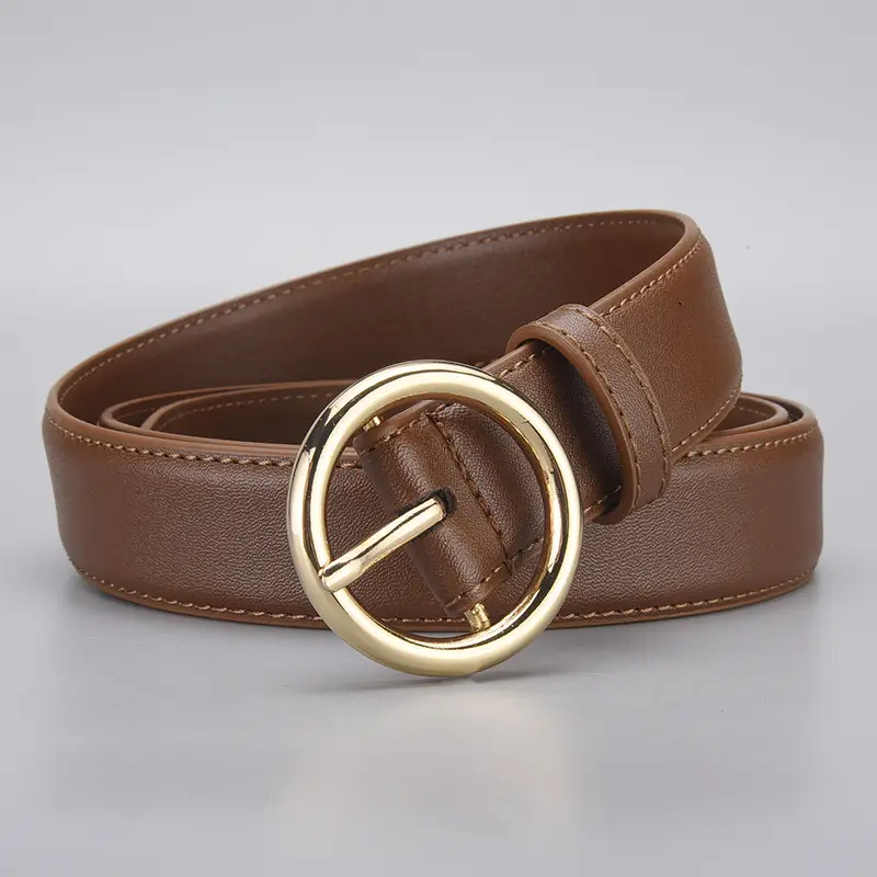 Women's Genuine Leather Belt with Gold Buckle - Image 2