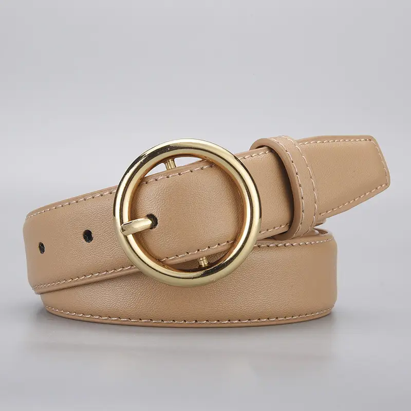 Women's Genuine Leather Belt with Gold Buckle - Image 3