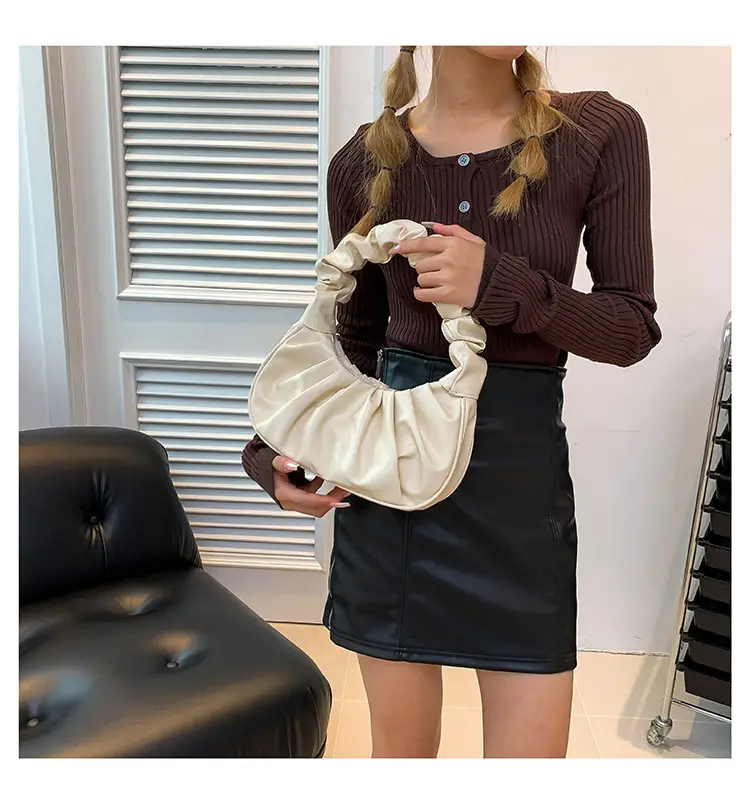 Cream Pleated Shoulder Bag for Women 2023 — feature 9