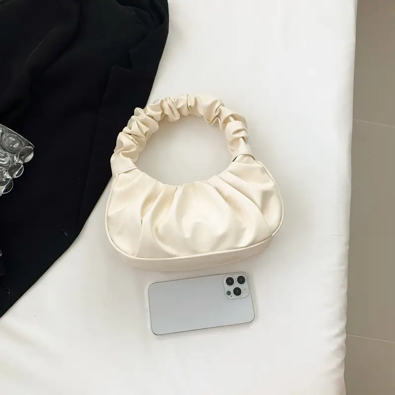 Cream Pleated Shoulder Bag for Women 2023 - Image 12