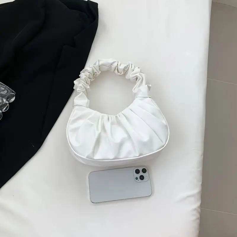 Cream Pleated Shoulder Bag for Women 2023 - Image 2