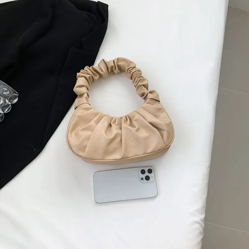 Cream Pleated Shoulder Bag for Women 2023 - Image 3