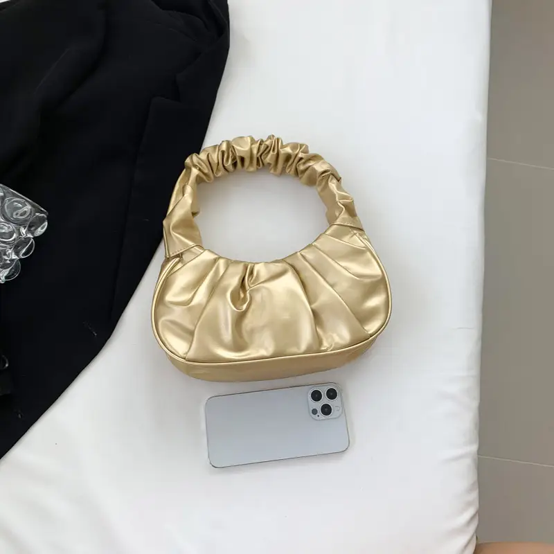 Cream Pleated Shoulder Bag for Women 2023 - Image 6