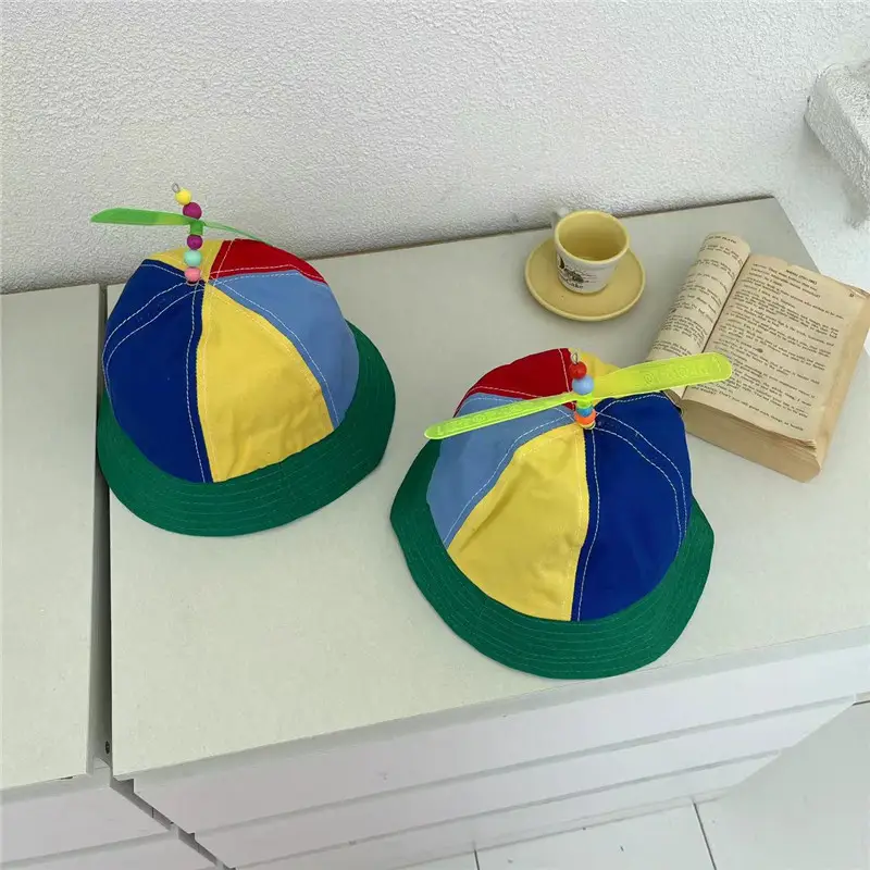 Boys Girls Bamboo Dragonfly Hats Blue Yellow Green Medium Big - Image 2