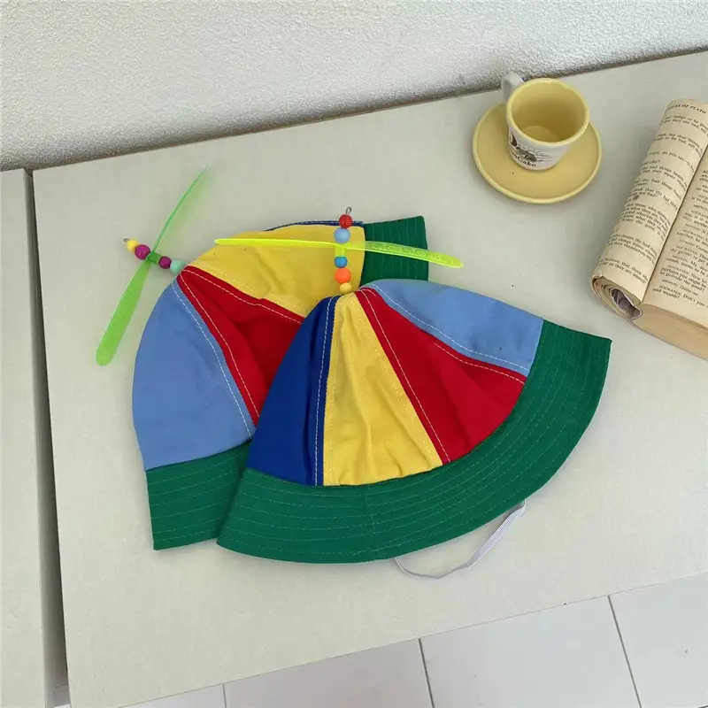 Boys Girls Bamboo Dragonfly Hats Blue Yellow Green Medium Big - Image 3