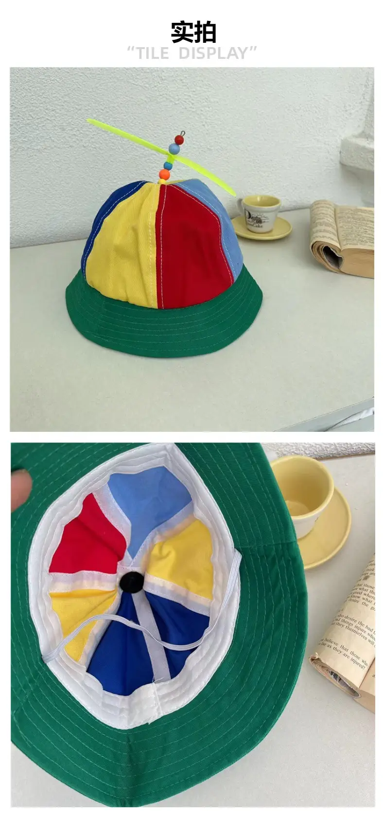 Boys Girls Bamboo Dragonfly Hats Blue Yellow Green Medium Big — feature 5