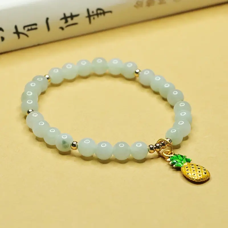 Pineapple Jadeite Bracelet with Pearl Beads - Image 3