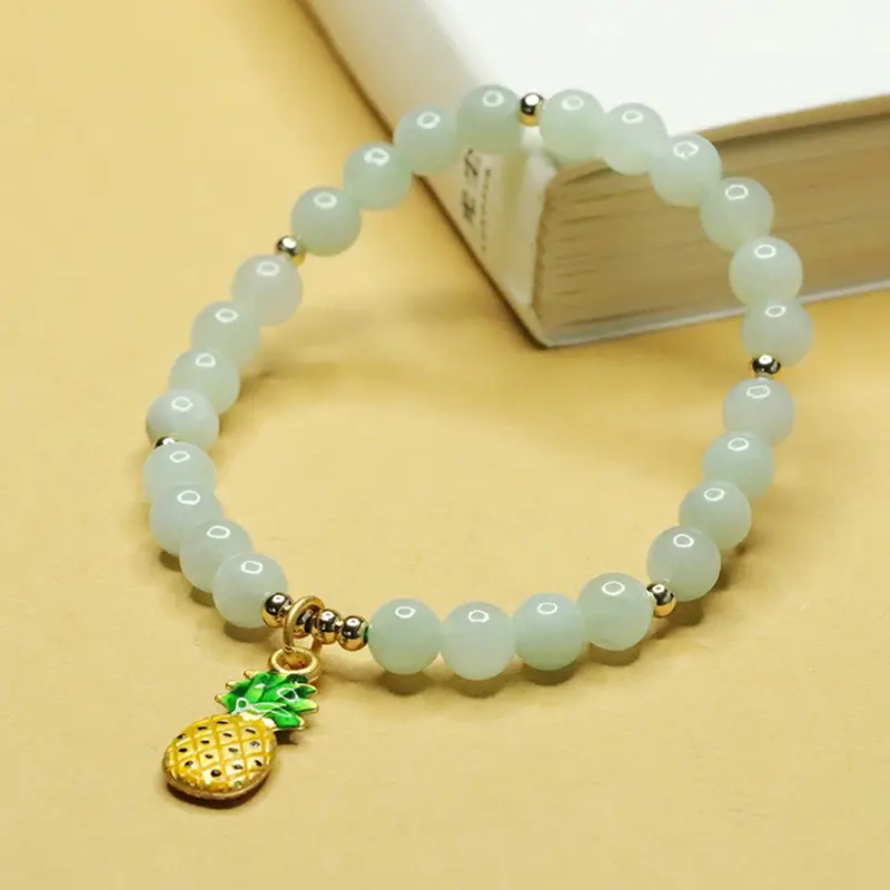 Pineapple Jadeite Bracelet with Pearl Beads - Image 4