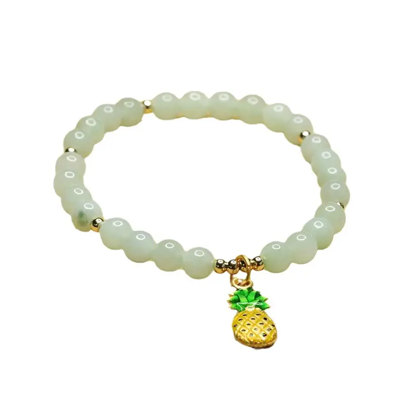Pineapple Jadeite Bracelet with Pearl Beads - Image 5