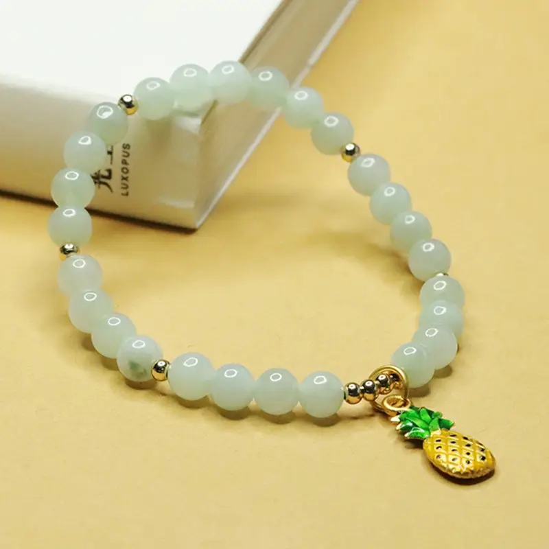 Pineapple Jadeite Bracelet with Pearl Beads — feature 10