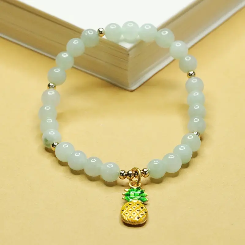 Pineapple Jadeite Bracelet with Pearl Beads — feature 8