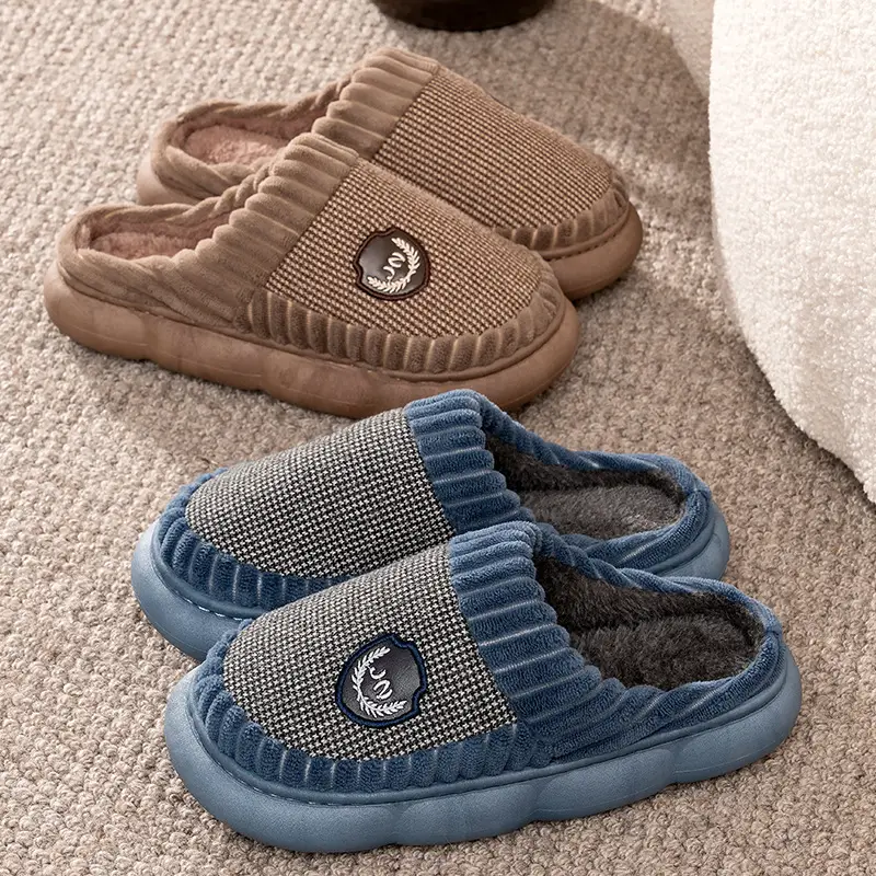 Cotton slippers men's autumn and winter extra large size home home indoor and outdoor non-slip mute thick bottom slip-on cotton shoes women - Image 6