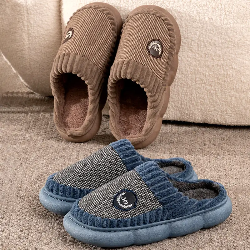 Cotton slippers men's autumn and winter extra large size home home indoor and outdoor non-slip mute thick bottom slip-on cotton shoes women - Image 7