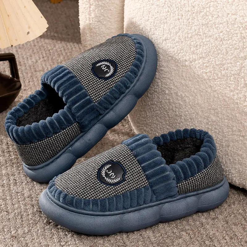 Cotton slippers men's autumn and winter extra large size home home indoor and outdoor non-slip mute thick bottom slip-on cotton shoes women - Image 9