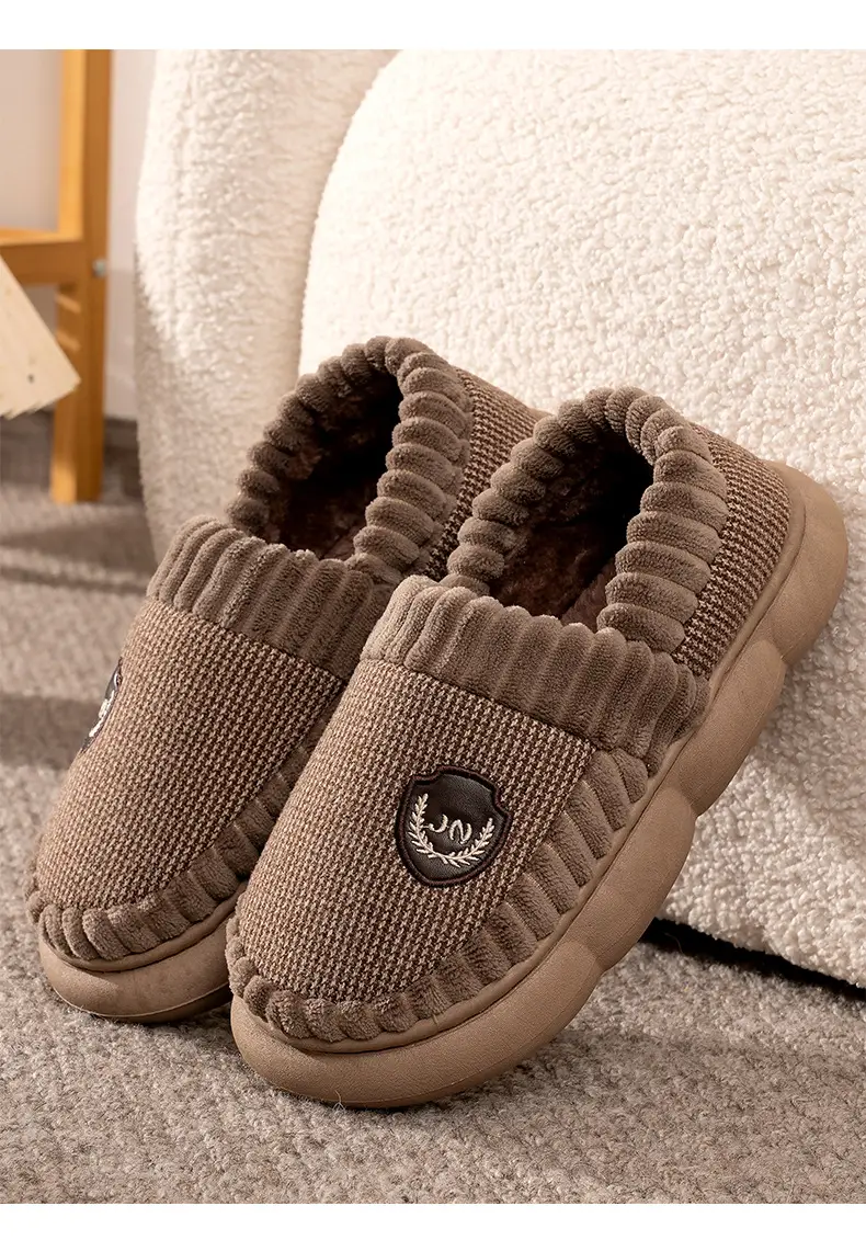 Cotton slippers men's autumn and winter extra large size home home indoor and outdoor non-slip mute thick bottom slip-on cotton shoes women — feature 13