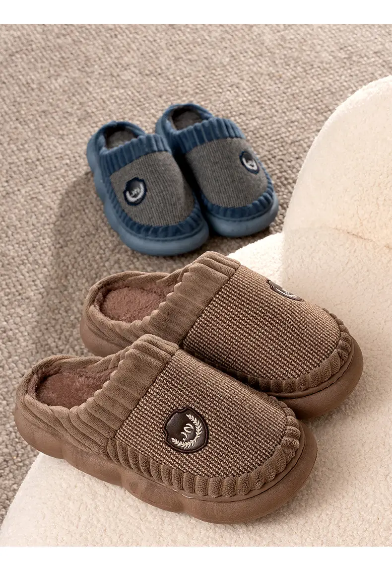Cotton slippers men's autumn and winter extra large size home home indoor and outdoor non-slip mute thick bottom slip-on cotton shoes women — feature 14