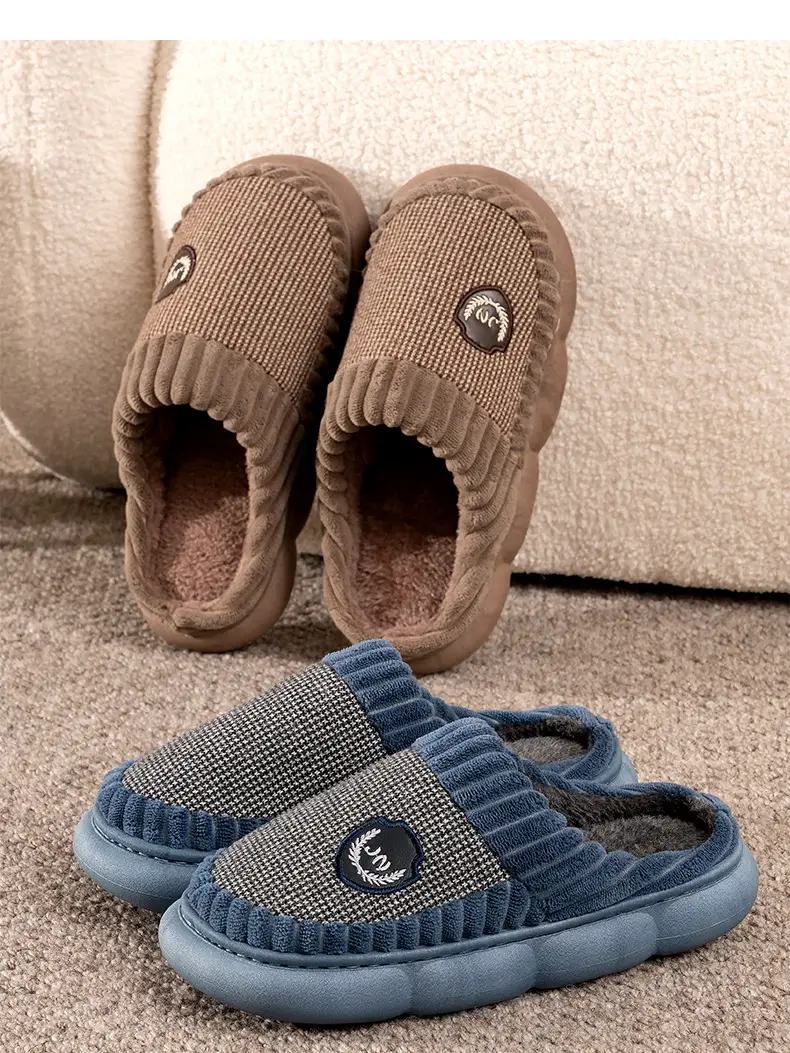 Cotton slippers men's autumn and winter extra large size home home indoor and outdoor non-slip mute thick bottom slip-on cotton shoes women — feature 16
