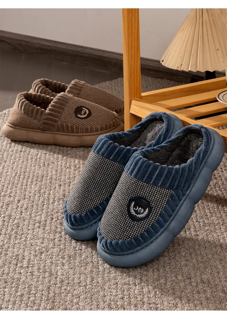 Cotton slippers men's autumn and winter extra large size home home indoor and outdoor non-slip mute thick bottom slip-on cotton shoes women — feature 8