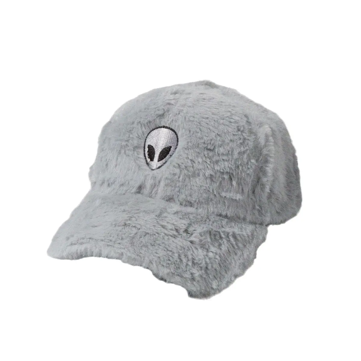 Green Furry Plush Baseball Cap with Alien Design