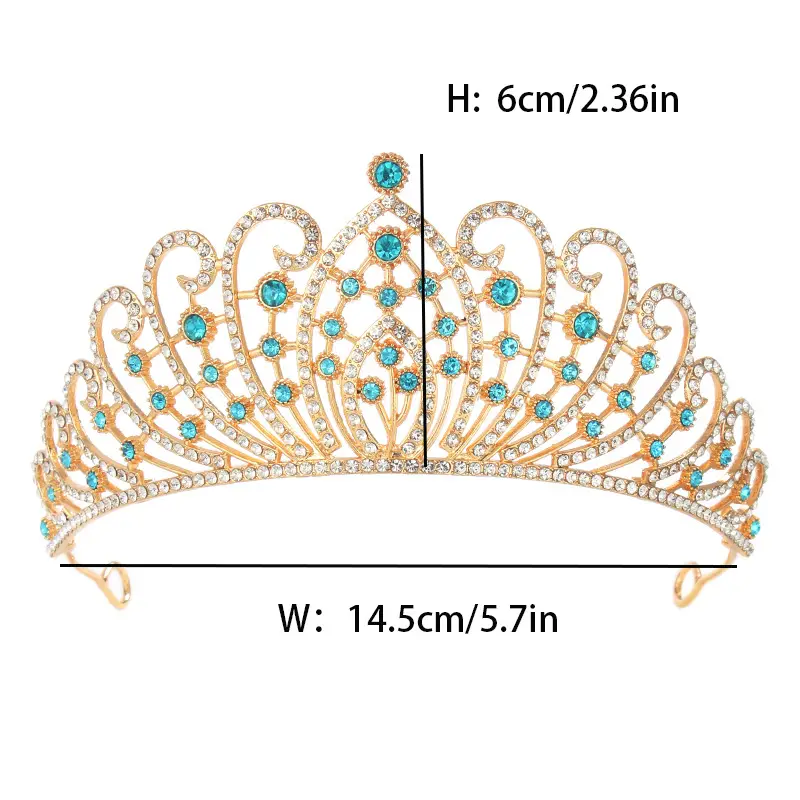 Gold Rhinestone Princess Crown for Weddings & Birthdays — feature 2