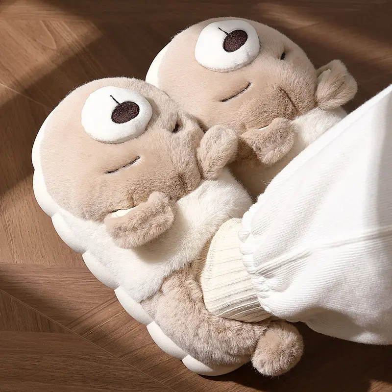 Cartoon Cotton Slippers Bag with Women's Winter Cute Fur Slippers Thick-Soled Warm Men's Home Household Cotton Shoes Men's Wholesale - Image 6