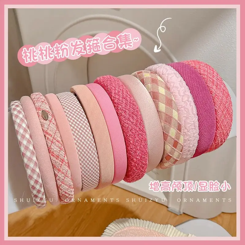 Pink Hairband for Girls 2025 New Hairpin Hair Accessories Wide-Brimmed Face Wash Hair Bundle Headband High Skull Popular Headwear - Image 18