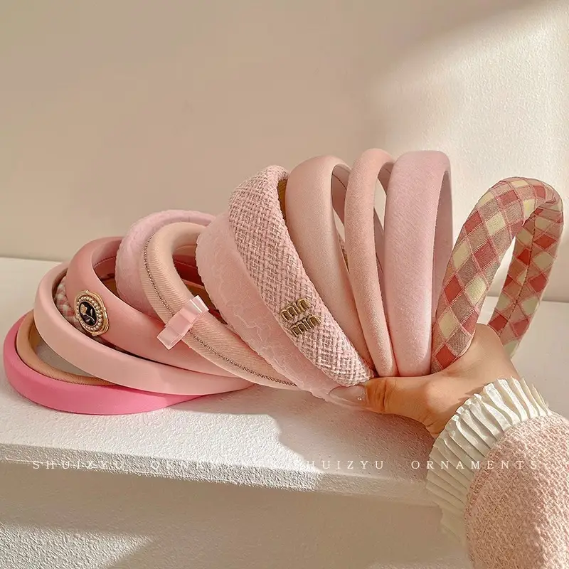 Pink Hairband for Girls 2025 New Hairpin Hair Accessories Wide-Brimmed Face Wash Hair Bundle Headband High Skull Popular Headwear - Image 19