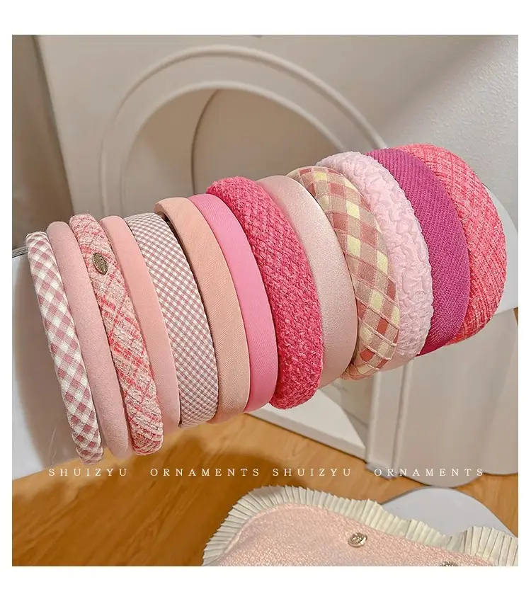Pink Hairband for Girls 2025 New Hairpin Hair Accessories Wide-Brimmed Face Wash Hair Bundle Headband High Skull Popular Headwear — feature 18